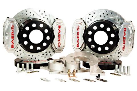 Brake System 11 Inch Rear SS4+ 1.375 Inch Pistons Deep Stage 4-Caliper Clear Ford 9 Inch Big Bearing BAER Brakes