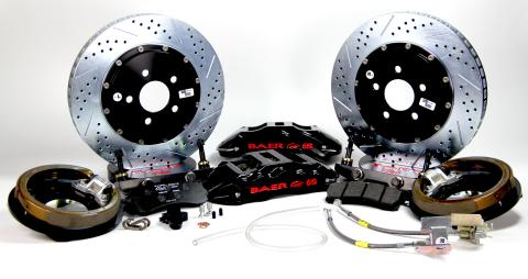 Brake System 14 Inch Rear Extreme+ with Park Brake Black Buick/Olds/Pontiac 10/12 Bolt BAER Brakes