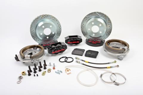 Brake System 12 Inch Rear SS4 with Park Brake Black Buick/Olds/Pontiac 10/12 Bolt W/Flush Mount Bearing BAER Brakes