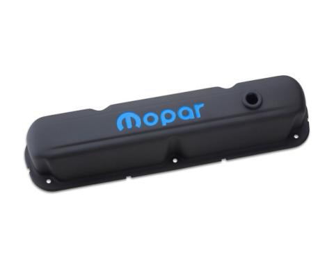 Engine Valve Covers Steel Black Crinkle Mopar Emblem LA/Small Block Engines Proform