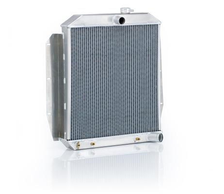 Downflow Radiator Factory-Fit Polished Finish for 55-59 Chevrolet/GM 1/2, 3/4, 1 Ton Pickups/Suburban/Panel Delivery w/Std Trans Be Cool Radiator