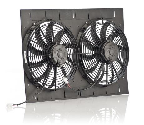 13 Inch Qualifier Euro Black Shroud 27 Inch W x 18 Inch H w/Dual Euro Black High Torque Puller Fans Be Cool Radiator