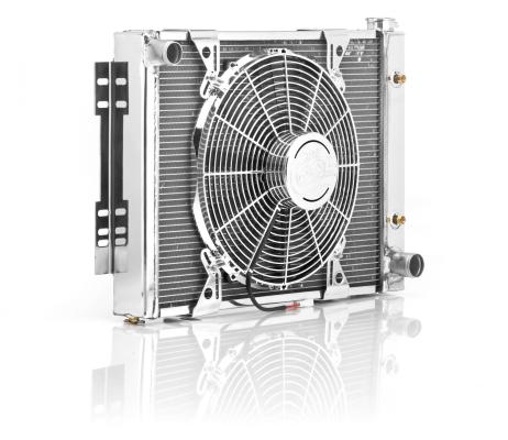 Crossflow Radiator Module Factory-Fit Polished Finish Show and Go for Mopar w/Std Trans Be Cool Radiator