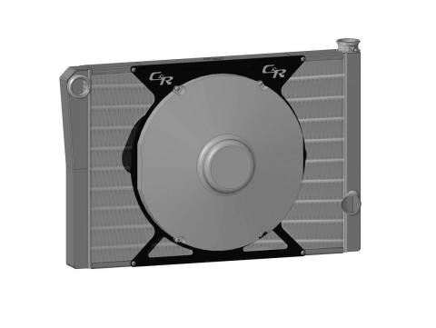 Radiator Module Universal CR Performance Single Pass Open 28 Inch x  Inch 1-3/4 Inch High Outlet, 16 Inch Spal Fan, Fan Ring and Spal Fan Relay C&R Racing