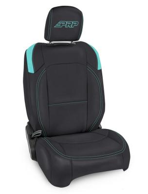 Front Seat Covers for Jeep Wrangler JLU 4 Door Jeep Gladiator JT with Pocket Back Pair Black and Teal PRP Seats