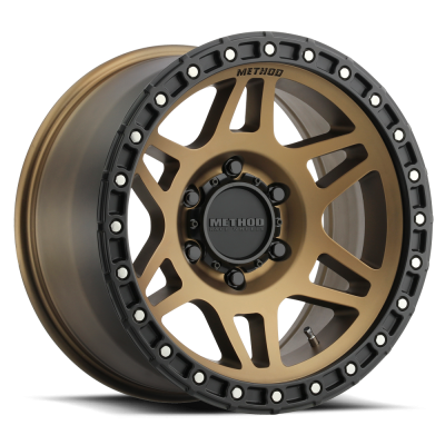 Aluminum Wheels 17x8.5 MR312 Bolt Pattern 5 On 139.7 Offset 0 Lip Size 0.98 Method Bronze BRZ Matte Black Lip Method