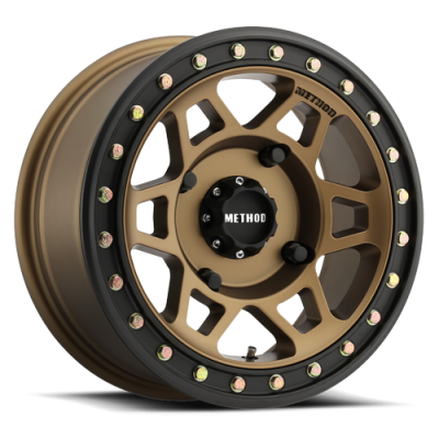 Aluminum Wheels 15x7 MR405 Beadlock UTV Bolt Pattern 4 On 136 Offset 38 Method Bronze BRZ Matte Black Ring Method