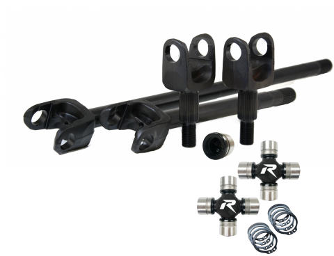 Dana 30 YJ/MJ/XJ 30 Spline 4340 Chromoly USA Made Front Axle Kit with Disconnect Eliminator HD U-Joints Revolution Gear