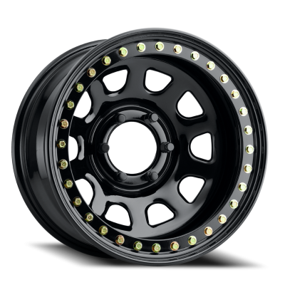 Aluminum Wheels 15x8 Black Daytona RT51 Gloss Black Beadlock -19 Offset 6 on 139.7 Bolt Pattern 107.95 Bore Raceline
