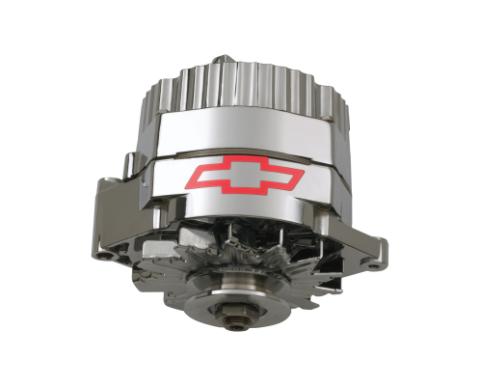 Alternator 100 AMP GM 1 Wire Style GM Bowtie Logo Chrome Finish Chevrolet Performance Parts