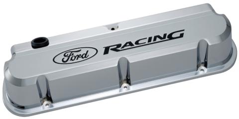 Valve Covers Slant Edge Tall Die Cast Chrome w/Recessed Ford Logo SB Ford Recessed Black Ford Racing Logo Ford Racing