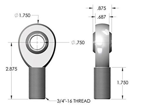 3/4 Inch Rod End Heim Joint Right Hand Thread With Jam Nut