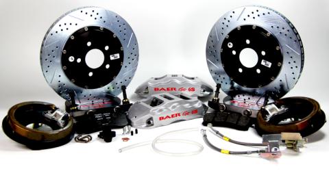 Brake System 14 Inch Rear Extreme+ with Park Brake Silver Ford 9 Inch Torino 5 on 4.5 BAER Brakes