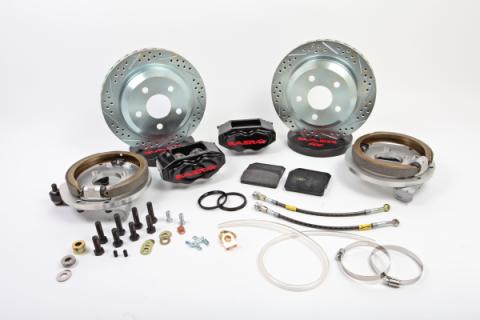 Brake System 12 Inch Rear SS4 with Park Brake Black Ford 9 Inch 5 on 4.5 Torino Bearing BAER Brakes