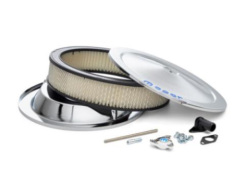 Carburetor Air Cleaner Kit 14 Inch Diameter Blue MOPAR Emblem Chrome Proform