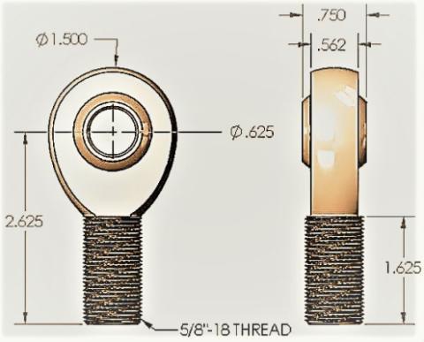 5/8 Inch Heim Joint And Jam Nut Right Thread (Normal)