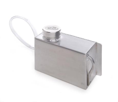 Horizontal Coolant Recovery Tank &amp; Cap 8 x 5 X 3 1/2 Inch w/Passenger Inlet Natural Fabricated Aluminum Be Cool Radiator