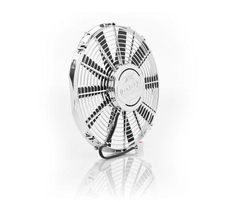 12 Inch Fan w/Billet Cover Show and Go Chrome Puller Thin Line Be Cool Radiator