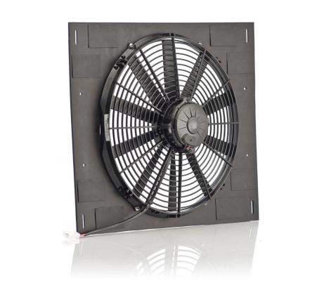 16 Inch Qualifier Euro Black Shroud 22 Inch W x 18 Inch H w/Euro Black Puller Fan Be Cool Radiator