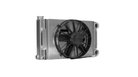 Radiator Module Drag Scirocco Style Open 22 Inch x 13 Inch -20 AN Port Inlet and Outlet (Specify Fittings) w/ 12 Inch Spal Fan and Shroud C&amp;R Racing