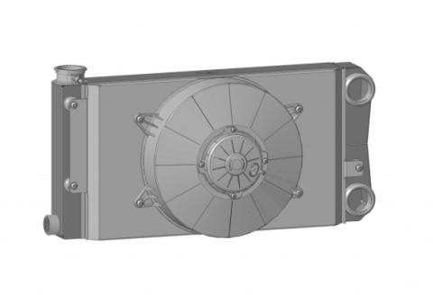 Radiator Drag Scirocco Style Open 22 Inch x 10.5 Inch -20AN Port Inlet and Outlet (Specify Fittings) w/ 10 Inch Spal Fan and Shroud C&amp;R Racing