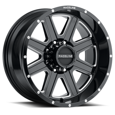 Aluminum Wheels 20x9 Hostage 940M Milled Gloss Black 12 Offset 8 on 180 Bolt Pattern 124.2 Bore Raceline