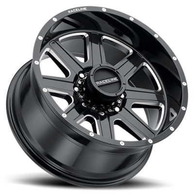Aluminum Wheels 18x9 Hostage 940M Milled Gloss Black 12 Offset 8 on 180 Bolt Pattern 124.2 Bore Raceline