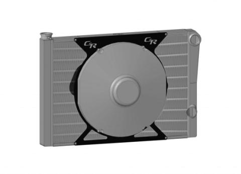 Universal Radiator Module Double Pass Two Row Open 28 Inch x 18-1/2 Inch 1-3/4 Inch High Outlet, Fan Ring, Spal fan relay and 16 Inch Spal fan C&amp;R Racing