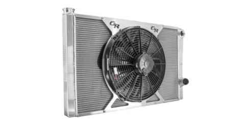 Radiator Module Universal Double Pass Open 31 Inch x  Inch 1-3/4 Inch High Outlet, 16 Inch Spal Fan, Fan Ring and Spal Fan Relay C&amp;R Racing