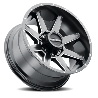Aluminum Wheels 20x10 Stryker 954M Milled-Dimples Satin Black -19 Offset 8 on 170 Bolt Pattern 125.2 Bore Raceline