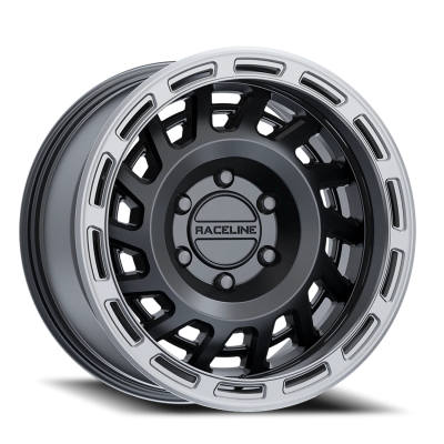 Aluminum Wheels 17x9 Halo 957BS Satin Black Silver Ring -12 Offset 8 on 170 Bolt Pattern 130.81 Bore Raceline