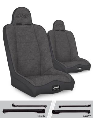 Daily Driver High Back Suspension Seats Kit for Jeep Wrangler CJ7/YJ Pair Gray PRP Seats