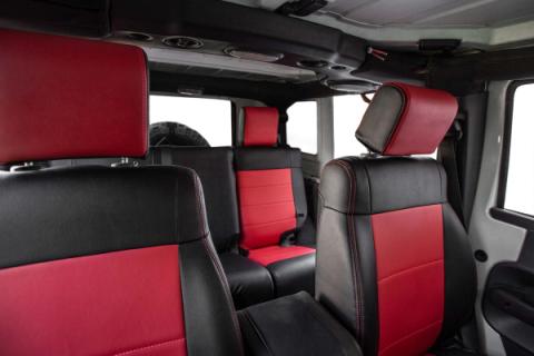 Front Seat Covers for 07-10 Jeep Wrangler JK 2 Door or 4 Door Pair Black and Red PRP Seats