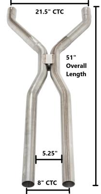 2.5 Inch Mandrel-Bent Tunnel Crossover Exhaust H-Pipe 409 Stainless Steel Pypes Exhaust