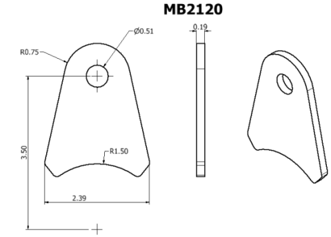 Universal Shock Tab 1/2 Inch Hole Diameter Motobilt