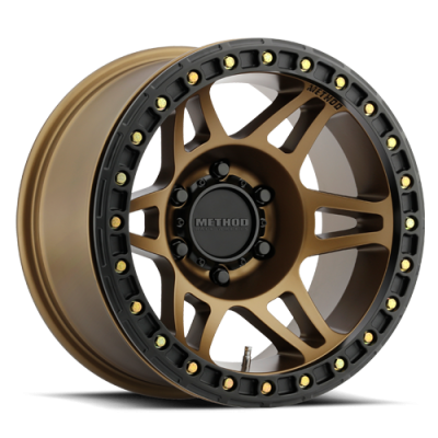 Aluminum Wheels 17x9 Beadlock MR106 Bolt Pattern 8 On 165.1 Offset -44 Lip Size 0 Method Bronze BRZ Method