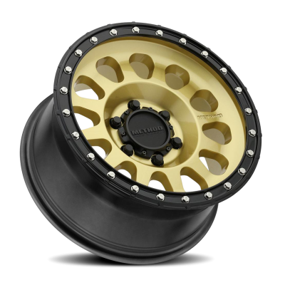 Aluminum Wheels 20x9 MR315 Bolt Pattern 6 On 139.7 Offset 18 Lip Size 2.13 Gold GD Black Street Loc Method