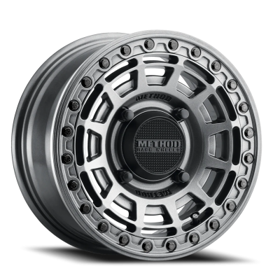 Aluminum Wheels 15x10 MR415 Beadlock UTV Bolt Pattern 4 On 136 Offset 25 Lip Size 2.09 Graphite GY Gloss Graphite Ring Method