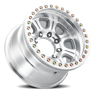 Aluminum Wheels 17x9.5 Monster Beadlock RT233 Machined Silver -32 Offset 8 on 170 Bolt Pattern 131 Bore Raceline