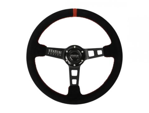 Deep Dish Suede Steering Wheel 13 Inch Diameter Red PRP Seats