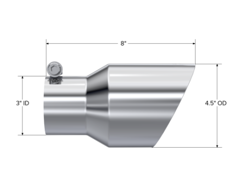 Exhaust Tip 4.5 Inch O.D. Dual Wall Angled 3 Inch Inlet 7.7 Inch Length T304 Stainless Steel MBRP