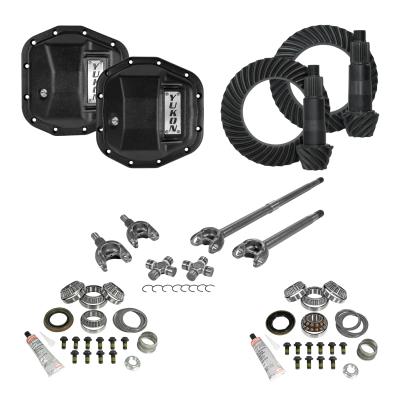 Stage 3 Jeep Jl/Jt Re-Gear Kit W/Covers Front Axles Dana 44 4.56 Ratio JL &amp; Jt Rubicon M220 Rear/ M210 Front Stage 3 Gear Kit Package 4.56 F&amp;R Cover &amp; 4340 Front Axles Yukon Gear