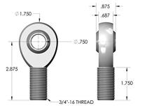 3/4 Inch Rod End Heim Joint Right Hand Thread With Jam Nut