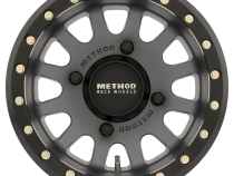 Aluminum Wheels 14x7 MR401 Beadlock UTV Bolt Pattern 4 On 136 Offset 13 Lip Size 1.97 Titanium GY Matte Black Ring Method
