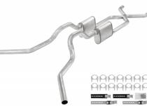 Crossmember Back W/ X-Pipe Exhaust System 63-66 GM Truck Split Side Dual Exit 2.5 Inch Intermediate And Tailpipe Hardware Incl Turbo Pro Muffler Incl And Tip Not Incl Stainless Steel Pypes Exhaust