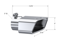 Exhaust Tip 4 3/4 Inch X 3 Inch ID Rectangle Angled Cut 3 Inch O.D. Inlet Driver Side 7 3/8 Inch Length T304 Stainless Steel MBRP