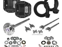 Stage 4 Jeep JL Re-Gear Kit W/Covers Fr/Rr Axles Dana 30/44 4.11 Ratio JL Non-Rubicon M220 Rear/ M186 Front Stage 4 Gear Kit Package 4.11 F&amp;amp;R Cover &amp;amp; 4340 F&amp;amp;R Axle Kits Yukon Gear